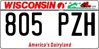 WI license plate 805PZH