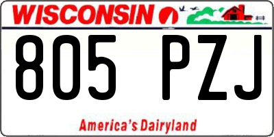 WI license plate 805PZJ