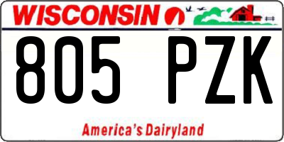 WI license plate 805PZK
