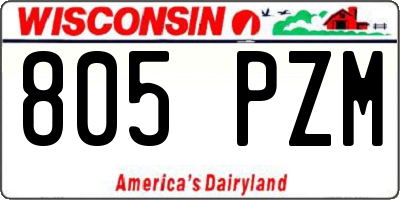 WI license plate 805PZM