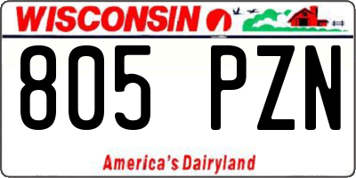 WI license plate 805PZN