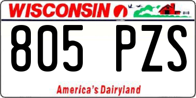 WI license plate 805PZS