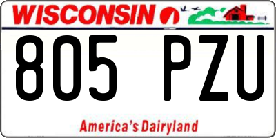 WI license plate 805PZU