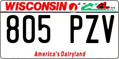 WI license plate 805PZV