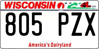 WI license plate 805PZX