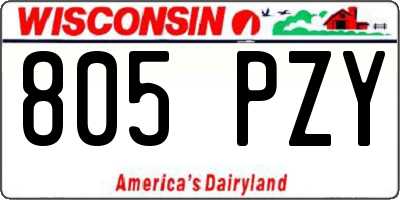 WI license plate 805PZY
