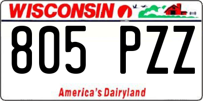 WI license plate 805PZZ