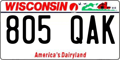 WI license plate 805QAK