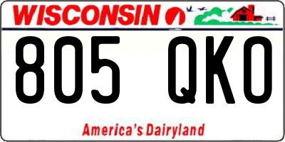 WI license plate 805QKO