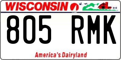 WI license plate 805RMK