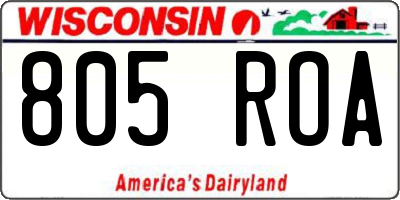 WI license plate 805ROA