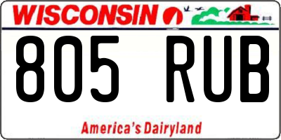 WI license plate 805RUB