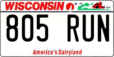WI license plate 805RUN