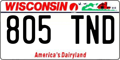 WI license plate 805TND