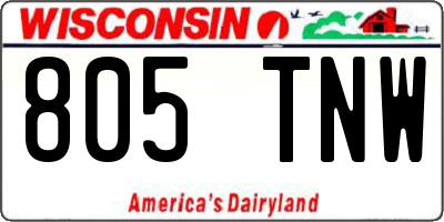 WI license plate 805TNW