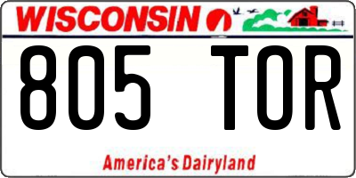 WI license plate 805TOR
