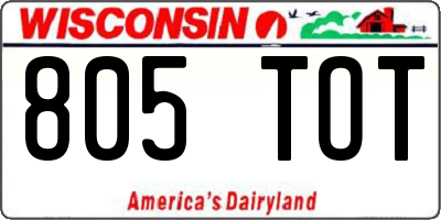 WI license plate 805TOT