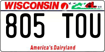 WI license plate 805TOU