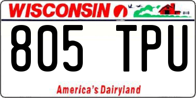 WI license plate 805TPU