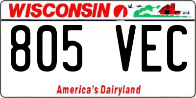 WI license plate 805VEC