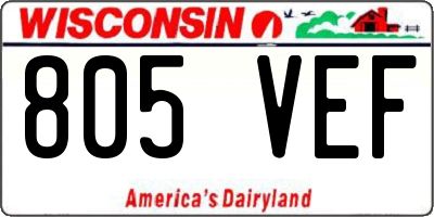 WI license plate 805VEF