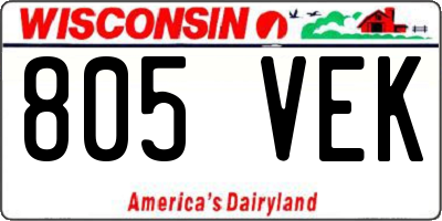 WI license plate 805VEK