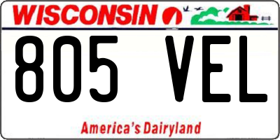 WI license plate 805VEL