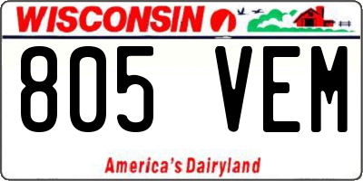 WI license plate 805VEM