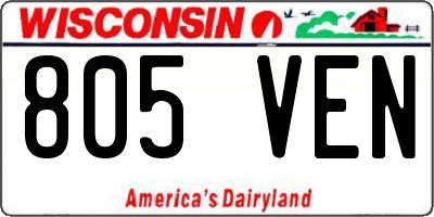 WI license plate 805VEN
