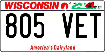 WI license plate 805VET