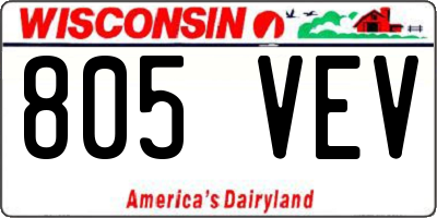 WI license plate 805VEV
