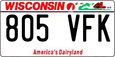 WI license plate 805VFK