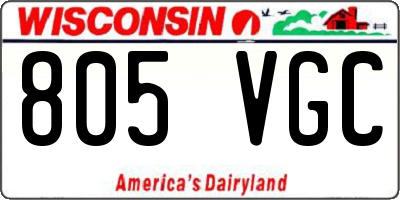 WI license plate 805VGC