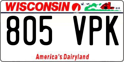 WI license plate 805VPK