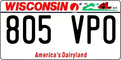 WI license plate 805VPO