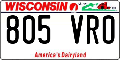 WI license plate 805VRO