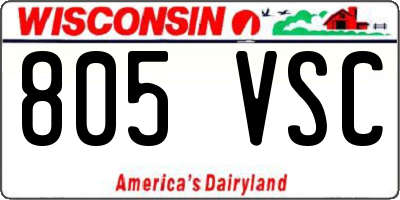 WI license plate 805VSC