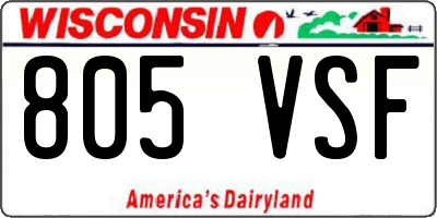 WI license plate 805VSF