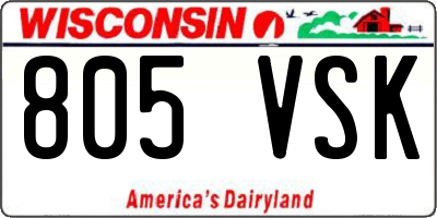 WI license plate 805VSK