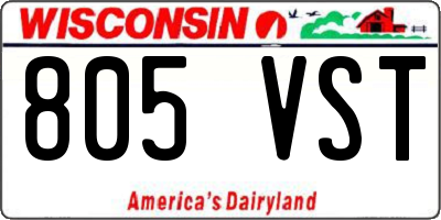 WI license plate 805VST