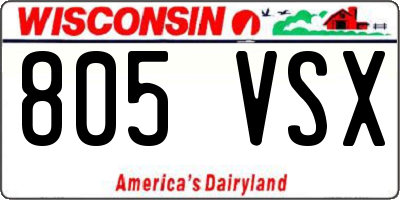 WI license plate 805VSX