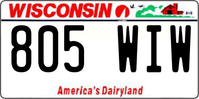 WI license plate 805WIW