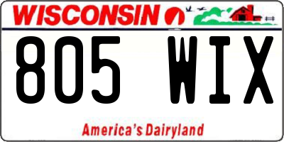 WI license plate 805WIX