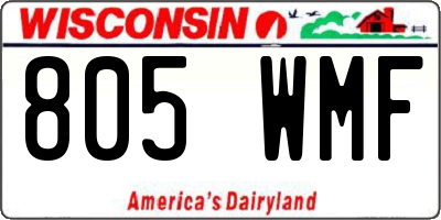 WI license plate 805WMF