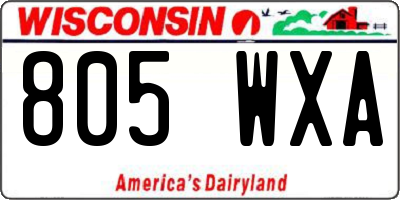 WI license plate 805WXA