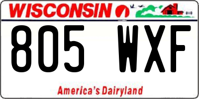 WI license plate 805WXF