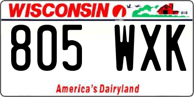 WI license plate 805WXK