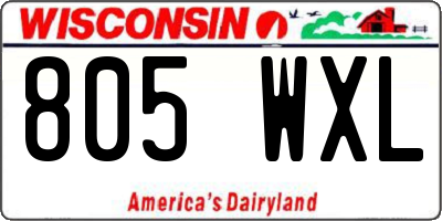 WI license plate 805WXL
