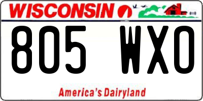 WI license plate 805WXO