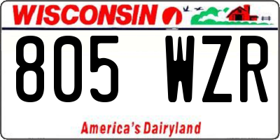 WI license plate 805WZR